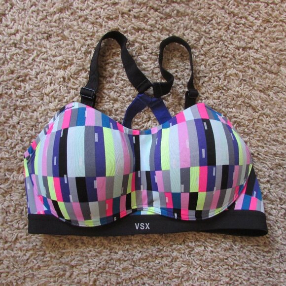 NWOT Victoria's Secret VSX Sport 34B Pad Racer Back Bra Multi Color Hook No Wire - Picture 1 of 2